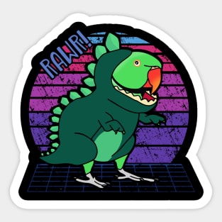 Vaporwave Green Indian Ringneck Dinosaur Sticker